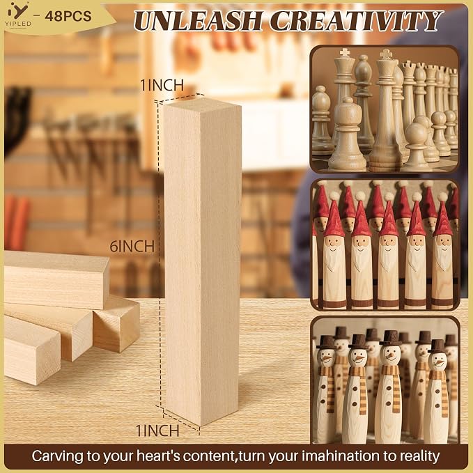 48PCS Basswood Carving Blocks, Carving Wood Blocks - Image 2