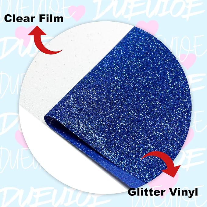 DUEUIOE Blue Glitter HTV Heat Transfer Vinyl Roll - Image 2