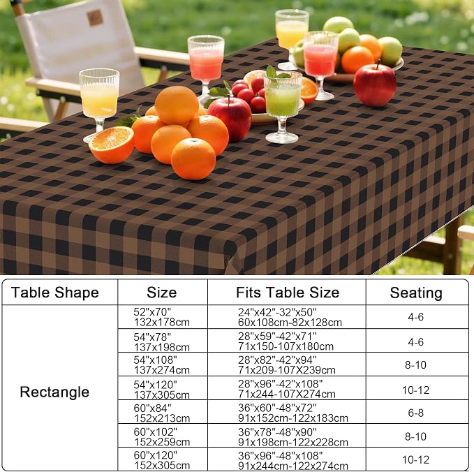 Smiry Rectangle Table Cloth, Waterproof Vinyl Tablecloth - Image 7