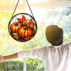 DASTOLL Stained Glass Window Hanging, Pumpkin Maple Leaf Suncatcher - Image 3