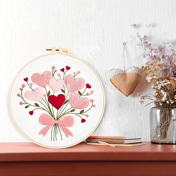 Heart Flower Embroidery Kits for Beginners Adults, Counted Cross Stitch Kits - Image 5