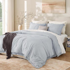 Andency Light Grey Comforter Set California King, 3 Pieces Boho Tassel by Andency