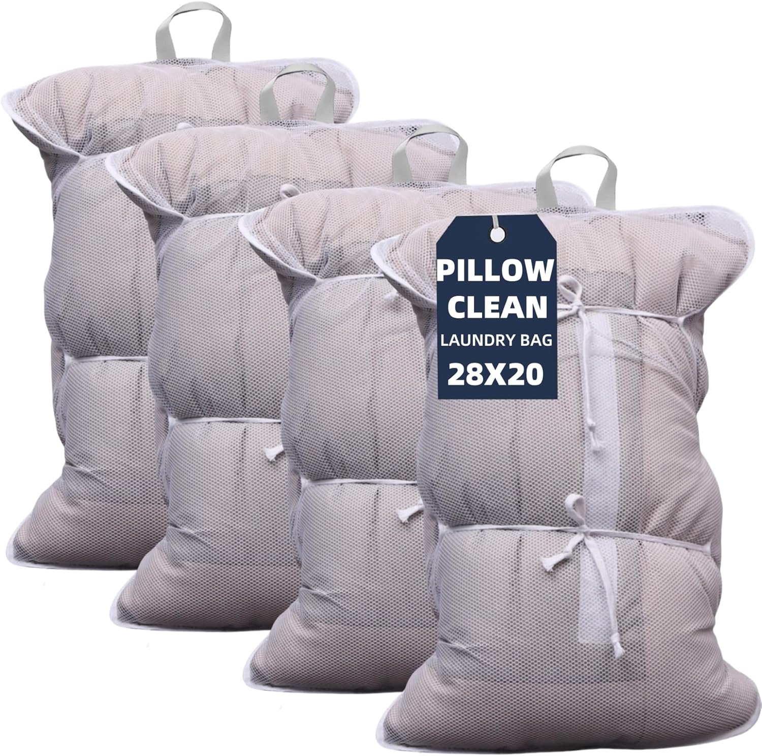 Lingerie Bags for Washing Delicates Pack of 4 (28 x 20 Inches) Mesh Laundry Bags Clean for Pillows Overcoat Garment Smaller Comforters Blankets Washable Rugs for Washing Machine