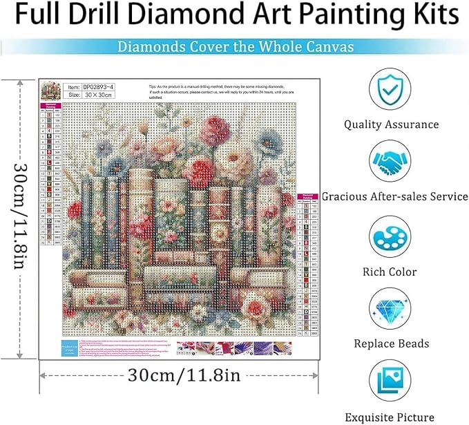 EIBEILI Diamond Art Kits for Adults-Book Flowers Diamond Painting Wall Art | - Image 3