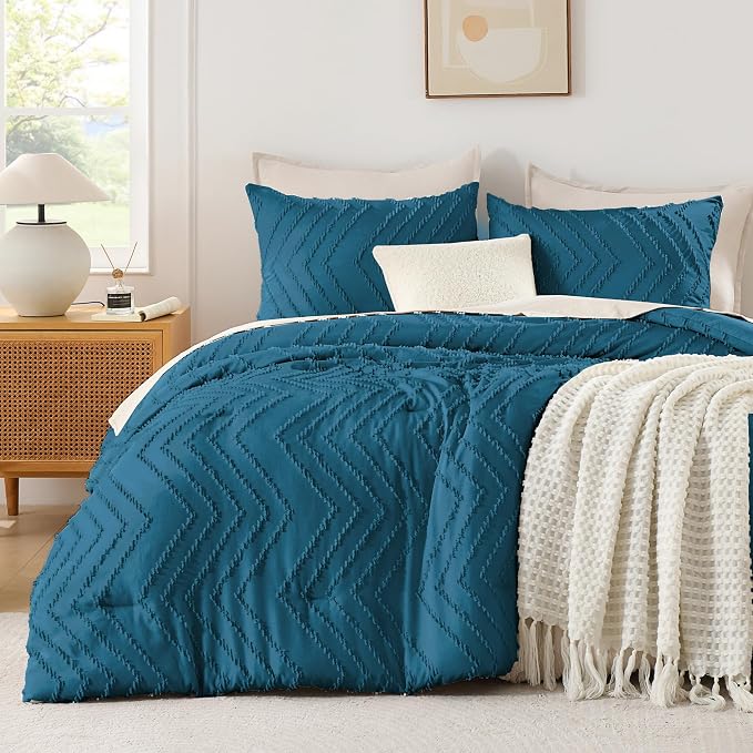 Andency Teal Comforter Set Queen Size, Boho Soft Warm Tufted Bedding Comforter by Andency