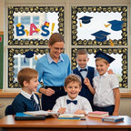 69 Feet Graduation Bulletin Board Decorations Congrats Grad Black Gold - Image 4