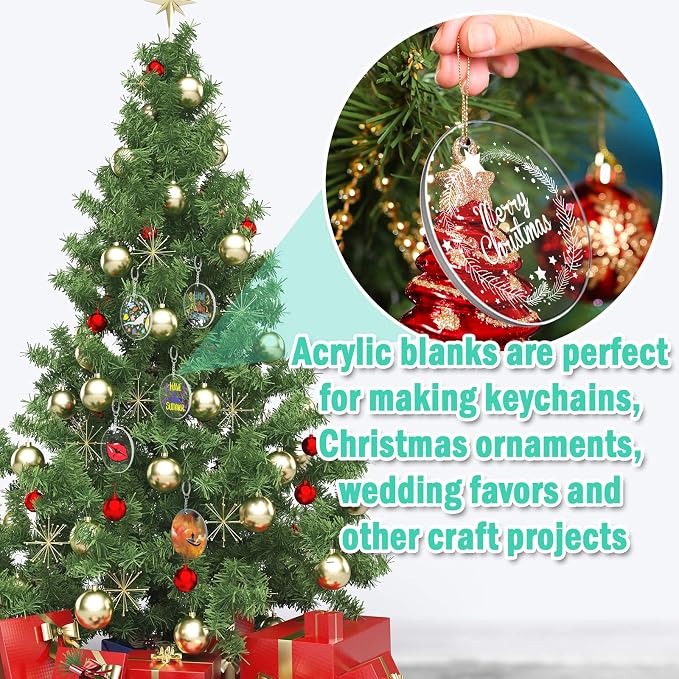 Acrylic Keychain Blanks, Audab 30PCS Bulk Acrylic Circles Clear Disc Ornaments - Image 3