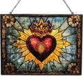 Rectangle Stained Glass Suncatcher, Vintage Sacred Heart Sun Catcher Stain by 365CUSGIFTS