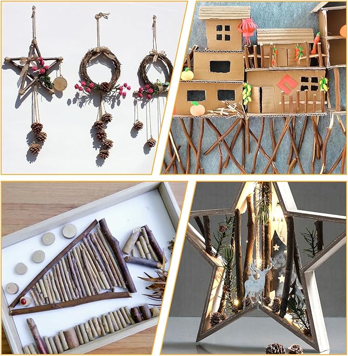TKOnline 300Pcs Craft Sticks, 10cm 0.1-0.2 Inch in Diameter Wood Log Sticks - Image 4
