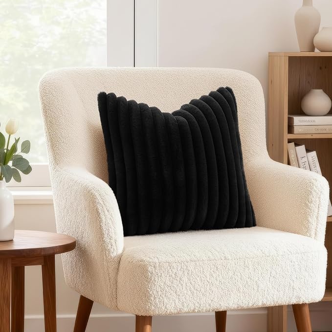 decorUhome Cozy Faux Fur Throw Pillow Covers 18x18 Set of 2 Decorative Soft - Image 4