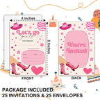 Cowgirl Birthday Invitations, 25 Double-Sided Invitation Cards - Image 2