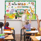 72PCS We Are Wild About Learning Bulletin Board Set Jungle Animals Truck - Image 7