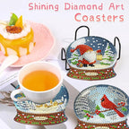 8 PCS Christmas Diamond Art Coasters Kits Snowball Diamond Painting Coaster | - Image 4