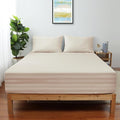 Full Size Striped Fitted Sheet Only Beige Color, 100% Egyptian Cotton 600 by ShunjieHome