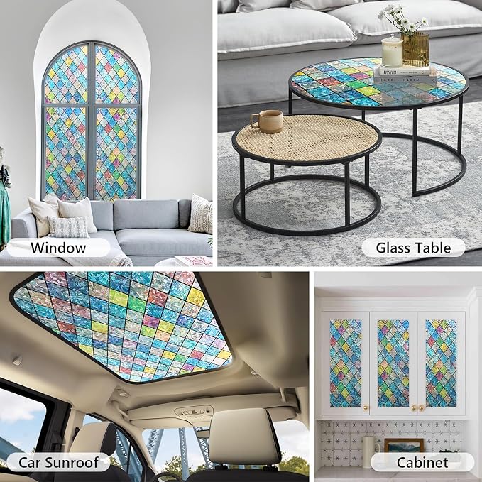 LEMON CLOUD Window Privacy Film, Stained Glass Window Film, Static Cling - Image 5