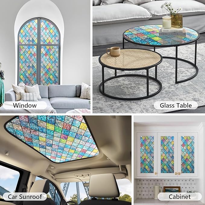 LEMON CLOUD Window Privacy Film, Stained Glass Window Film, Static Cling - Image 5