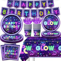Glow Neon Party Supplies Tableware Set, Glow Tablecloths by CMUSKO