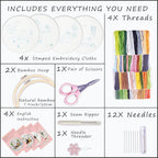 Bonroy 4 Sets Embroidery Set for Beginners, Art Craft, Easy Sewing, Includes - Image 2