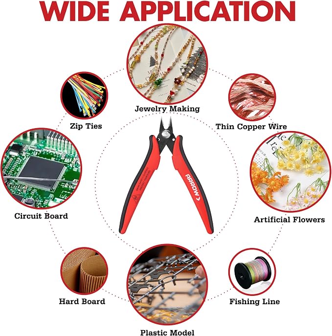 ARROW Micro Wire Cutters, Side & Diagonal Flush Cut Pliers - Image 5