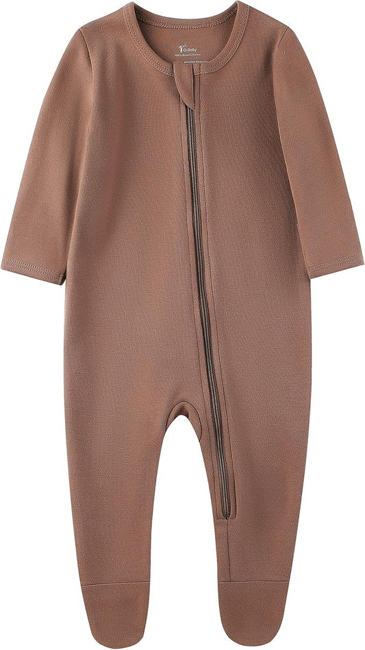 O2 BABY Baby Boys Girls Organic Cotton Zip-Front Sleeper Pajamas, Footed Sleep 'n Play