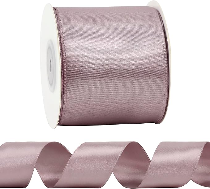 HUIHUANG Lilac Satin Wired Ribbon 2.5 inch Dusty Purple Double-Faced Satin Wire - Image 7