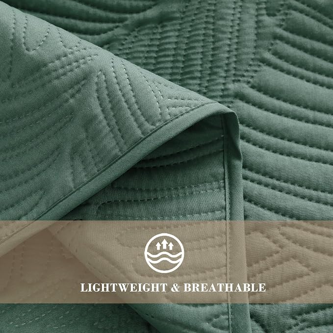 Exclusivo Mezcla Queen Quilt Bedding Set, Lightweight Green Quilts Queen Full - Image 5