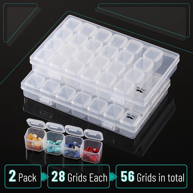 Mr. Pen- Bead Storage Containers, 28 Grids, 2 Pack, Transparent, Small Bead - Image 2