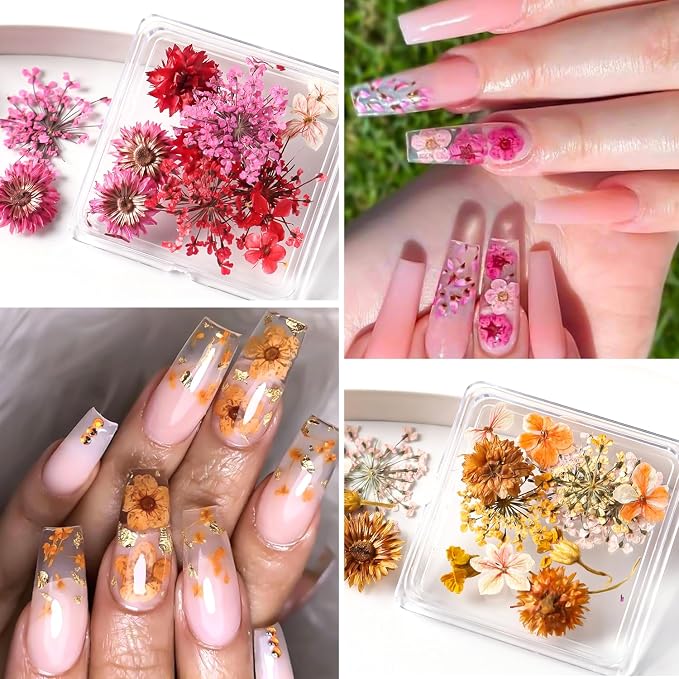 Dried Flowers for Nails, 8 Boxes 3D Dried Flowers Nail Art Stickers Decals - Image 5