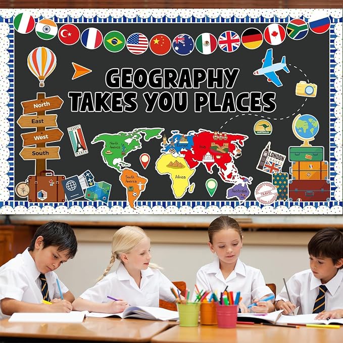 Geography Takes You Places Bulletin Board Set World Map Classroom Decoration - Image 6