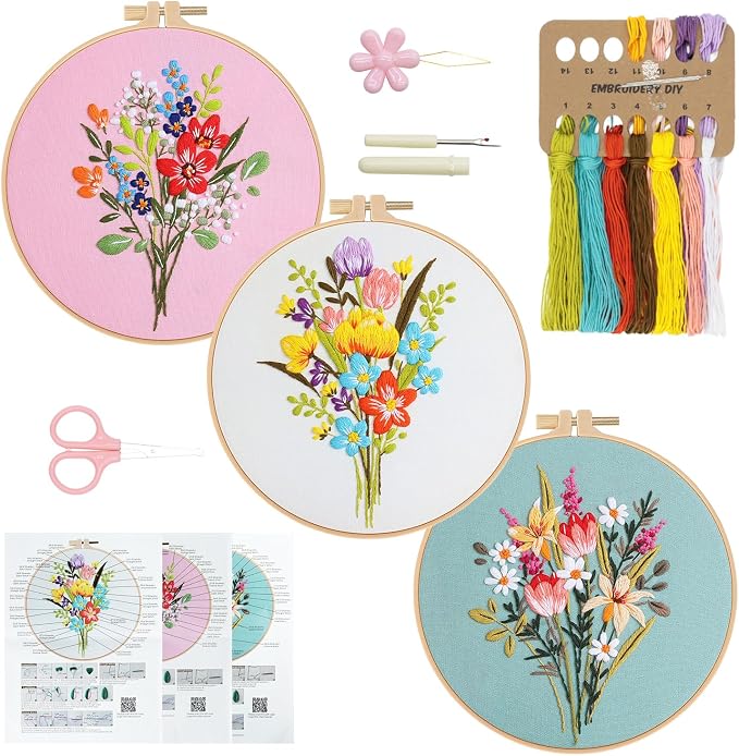 RidaaFri Embroidery Kit for Beginners, Hand Embroidery Practice Set by RidaaFri