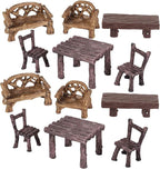 Skylety 12 Pieces Garden Furniture Ornaments Miniature Table and Chairs Set by Skylety