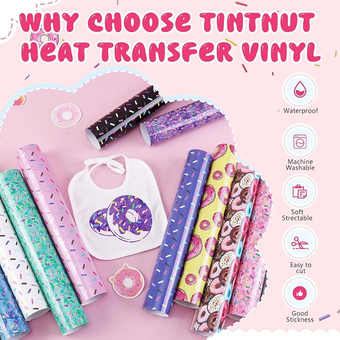 Tintnut Donut Sprinkle Heat Transfer Vinyl, 12 Sheets 12×10in Iron on Vinyl | - Image 3