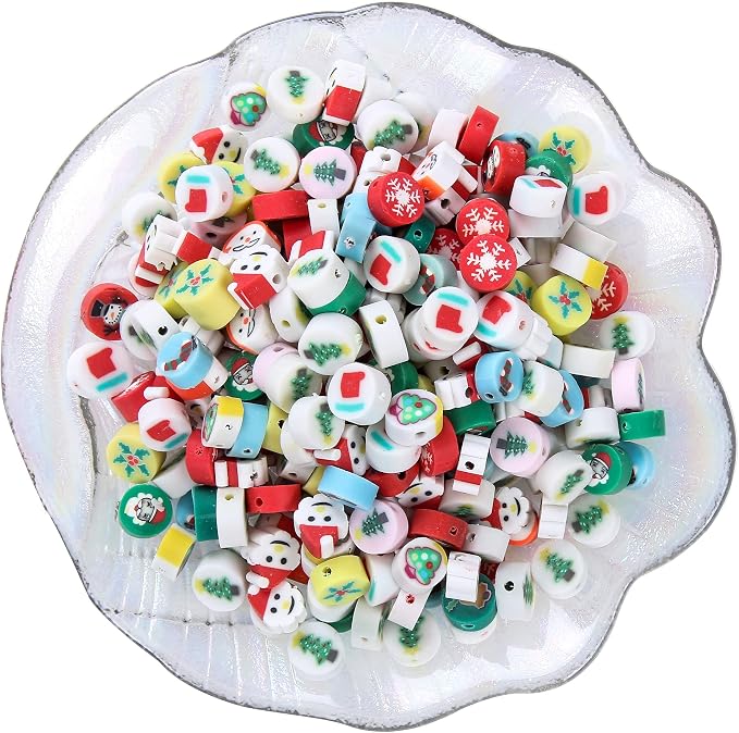 100pcs 10MM Mixed Christmas Beads Polymer Clay Spacer Beads - Image 2