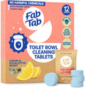 Fab Tab Toilet Bowl Cleaner Tablets, Powerful Stain Removal, No Harsh Chemicals, Plastic-Free, Removes Rust & Stains, Safe for Regular and Septic Tank Toilets, Lemon & Eucalyptus Scent