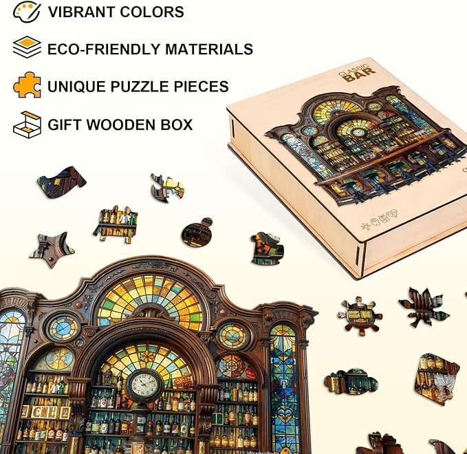 Classic Bar Puzzles Adults Gifts Wooden 200 Pieces 11.4 * 11.4in - Image 2
