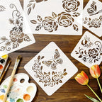6pcs Bouquet Rose Stencil for Painting Flower Template for Craft Reusable DIY - Image 4