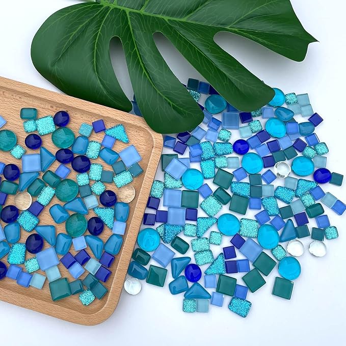 LITMIND Assorted Blue Irregular Crystal Mosaic Tiles, 9oz Value Pack - Image 2