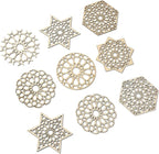 12 pcs 6 Styles Hollow Star Theme Wooden Drink Coasters Snowflake Hexagon - Image 3