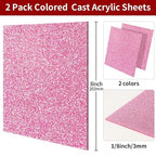 2 PCS 8 x 8 inch Glitter Colored Plexiglass Acrylic Sheets - Image 2