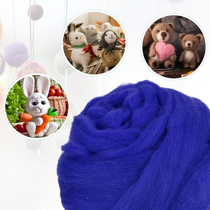 uxcell Needle Felting Wool, 3.5 Oz Nature Fibre Wool Yarn Roving - Image 4