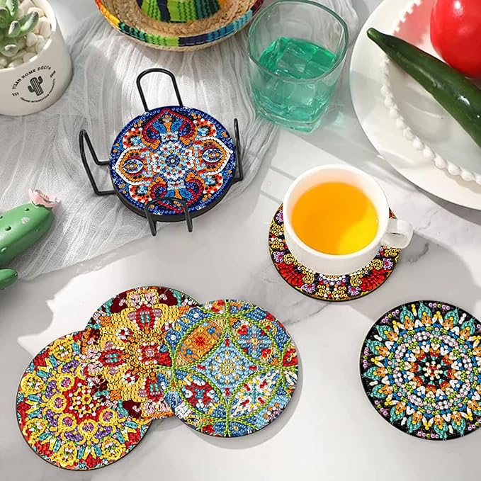 EWJRNSF 10 PCS Mandala Diamond Art Coasters Kit - Image 5