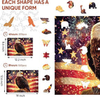 Reouinty Wooden Jigsaw Puzzle for Adults, Eagle Flag Wood Puzzles for Patriot - Image 4