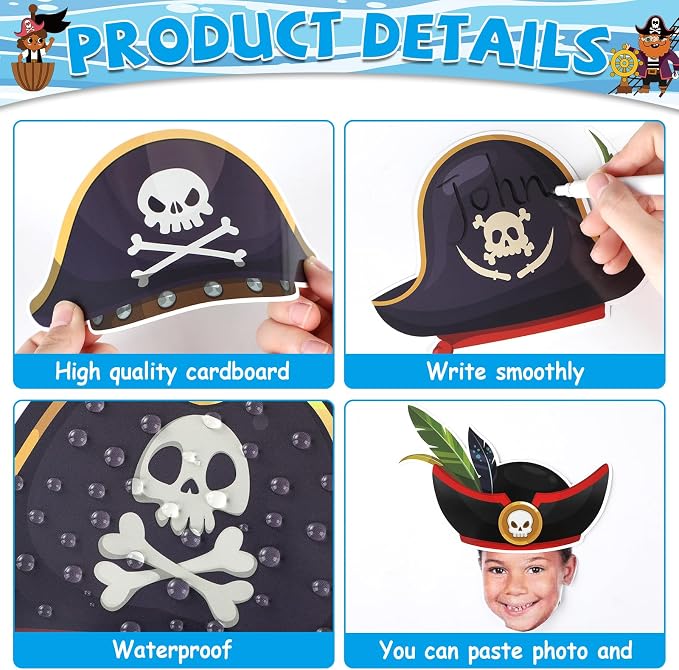 gisgfim 80Pcs Pirate Cutouts Adventure Decorations Bulletin Board Skull Hat - Image 3