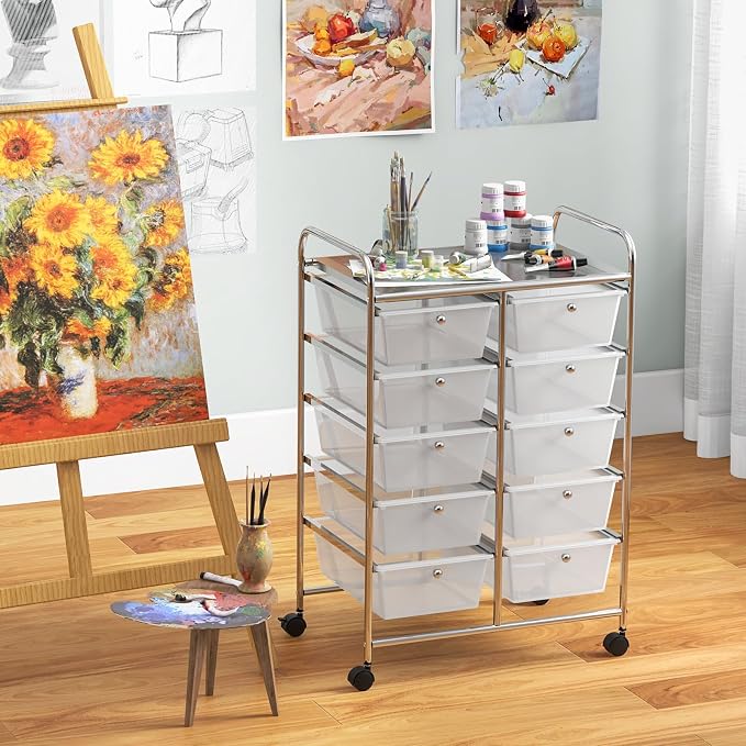 Giantex 10 Drawers Rolling Cart, Classroom Organizers, Storage Cart - Image 2