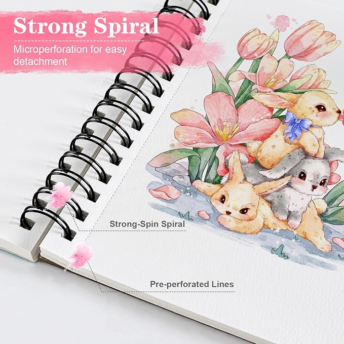 3 Pack 90 Sheet Watercolor Paper Pad 5.5“ x 8.5”, 140lb/300 GSM Cotton Cold - Image 4
