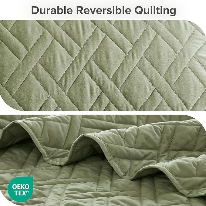 Comfort Spaces Queen Quilt Set Modern Reversible Diamond Coverlet Queen Bedding - Image 4