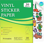 Aevdor 30-Sheet Glossy White Printable Vinyl Sticker Paper, Inkjet | Glossy by Aevdor