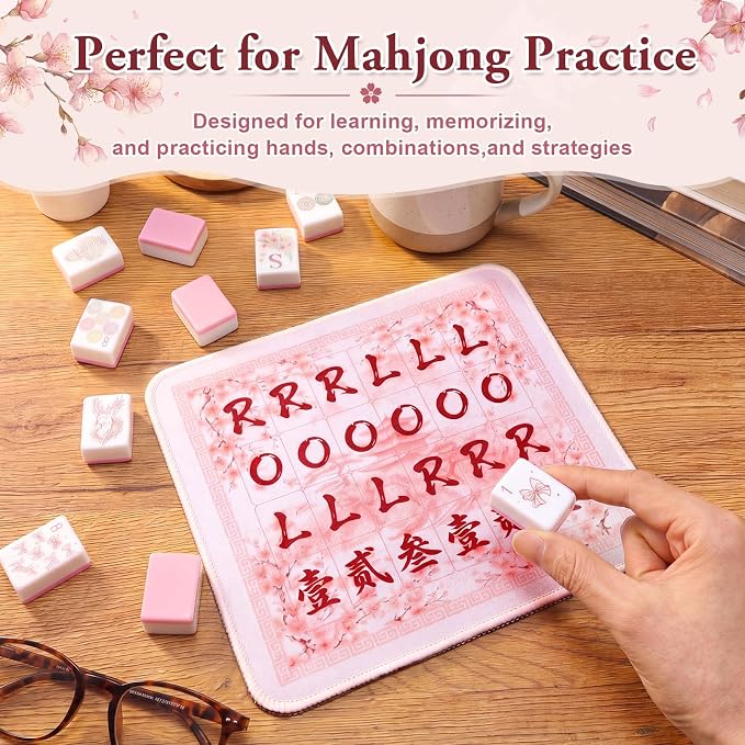Solo Mahjong Practice Mat, 7.9 x 7 Inch Waterproof Rubber Mahjong Training Board - Image 4