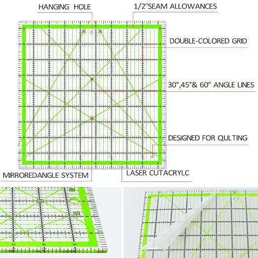 Quilting Rulers, Acrylic Quilt Ruler, 4 Square Fabric Cutting Ruler, Quilting - Image 3