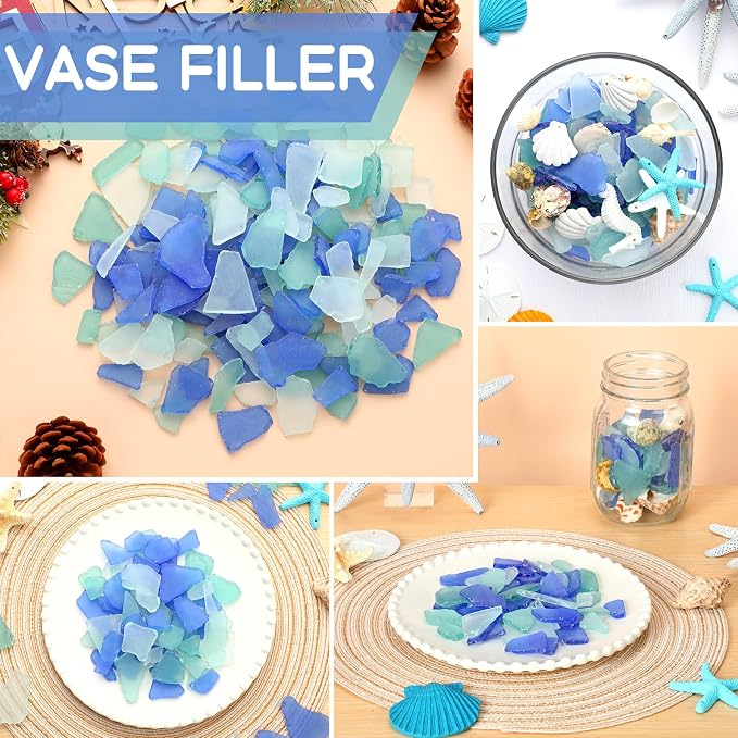 Jetec 25 oz Sea Glass for Crafts Pieces Decor Flat Frosted Sea Glass Vase - Image 5
